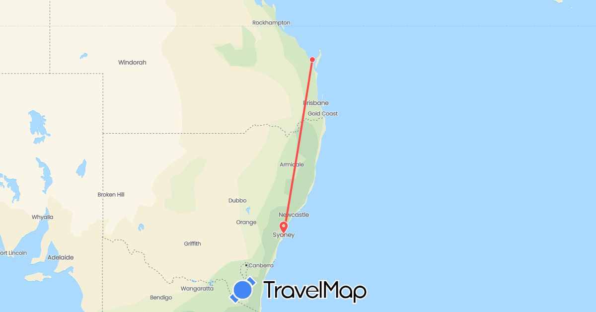 TravelMap itinerary: driving, hiking in Australia (Oceania)